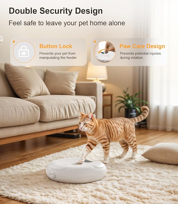 Casfuy Automatic Cat Feeder Cordless - Automatic Cat Food Dispenser for Wet Moist Food with 4 Ice Packs Rechargeable Auto Feeder for Cats Small Dogs with Programmable Timer Low Battery Indicator - Image 5