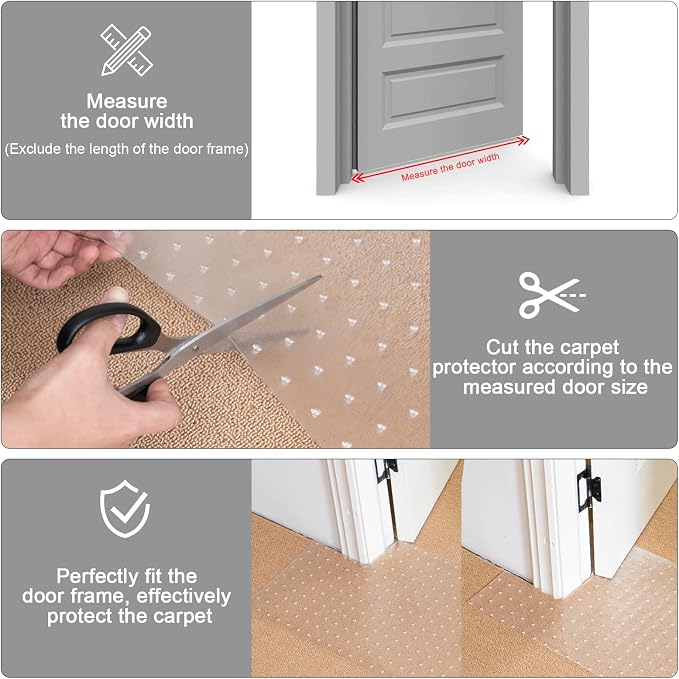 Uross Carpet Protector for Pets 3.28FT-Cat Carpet Protector for Doorway, Anti Cat Scratch Plastic Mat, Under Door Cat Scratch Floor Protector Carpet Scratch Stopper - Image 4