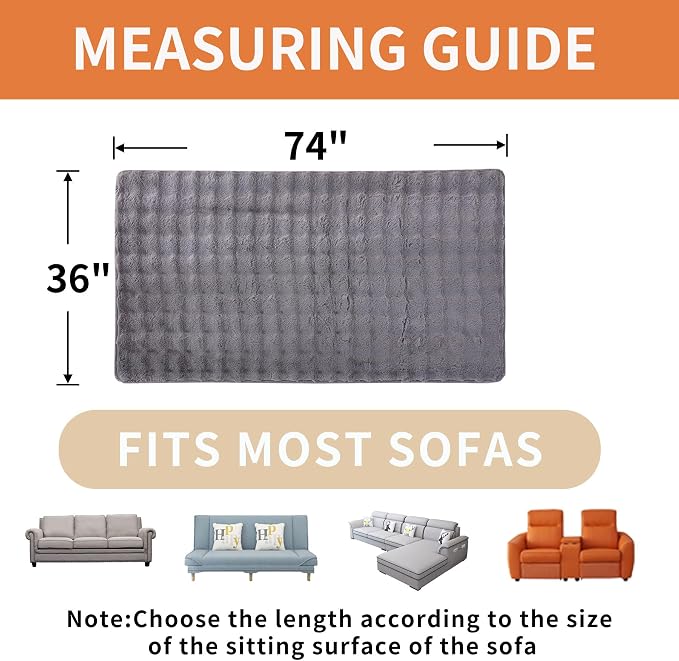 Waterproof Dog Bed Cover Non Slip Couch Covers for Dogs Washable Soft Faux Fur Sofa Cover Couch Covers for 3 Cushion Couch Sofa Pet Friendly (Grey) - Image 4