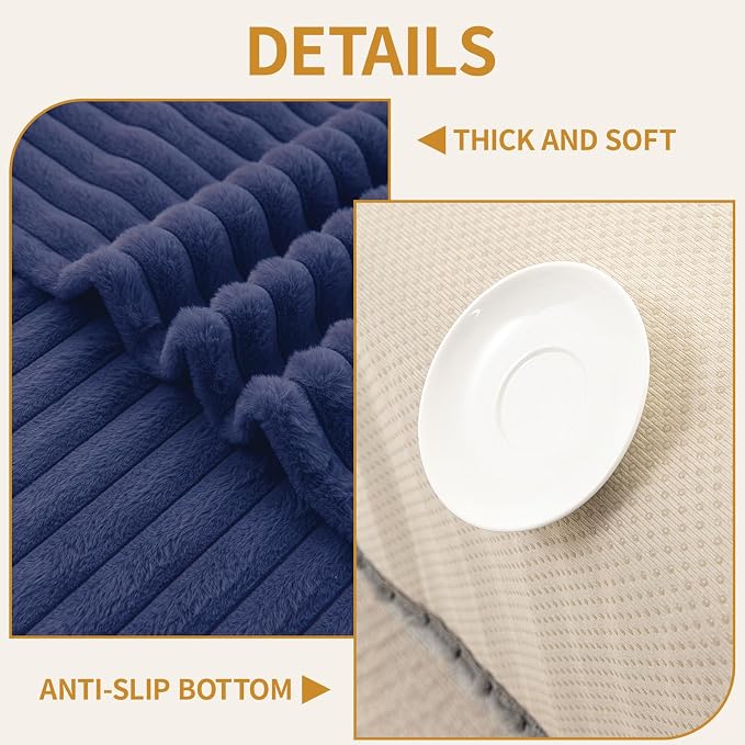 Deep Dream Waterproof Couch Cover for Dogs, Soft Faux Fur Sofa Covers for Pet, Non-Slip Couch Covers for 3 Cushion Couch Sofa Pet Friendly (Navy Blue, 35" x 62") - Image 3
