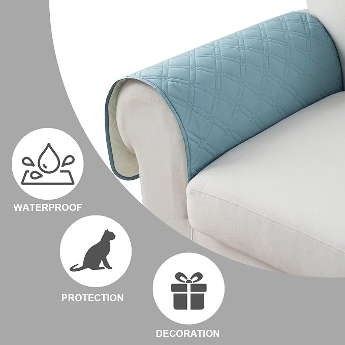 Genina Sofa Armrest Cover, Anti-Slip Armchair Slipcovers for Dogs Cats Pet, Water Resistant Couch Arm Cover for Backrest Recliner Loveseat, L Shaped Sofa, 23.6 x 27.5 Inches（2 Pieces） - Image 6