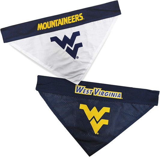 Pets First Collegiate Pet Accessories, Reversible Bandana, West Virginia Mountaineers Size Small/Medium