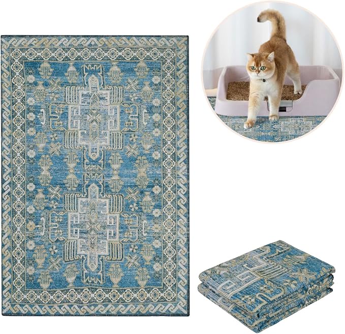 Lovewag Cat Litter Mat, Litter Box Mat, Blue Mesa, 28x41, 2 Pack | Washable litter mat cover, kitty litter mat & cat mat for litter box, litter trapping mat, prevents tracking, multi-cat - Image 8