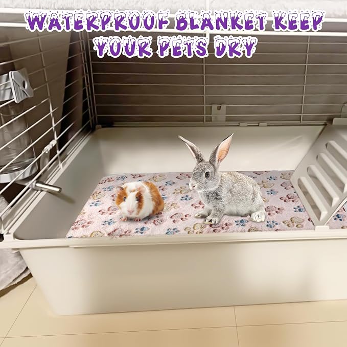 YUEPET Waterproof Guinea Pig Blankets Washable 6 Pack Small Animal Fleece Cage Liners Pet Soft Sleep Mat Pad Cover Warm Flannel Throw for Hamster Guinea Pig Rabbit Chinchilla Hedgehog Ferret 23"×16" - Image 6