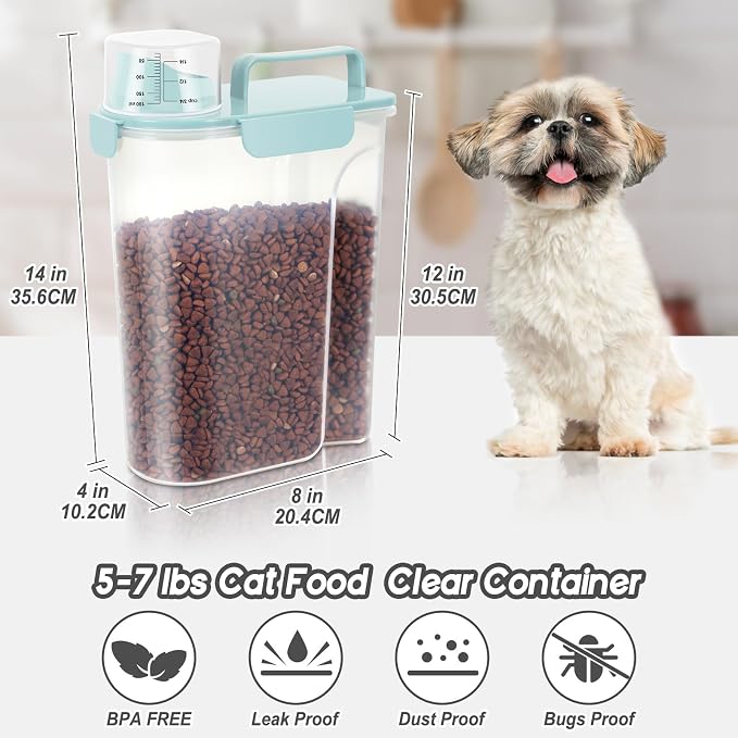 LEAWALK 5Lbs Airtight Cat Dog Food Storage Container with Upgraded Large Nozzle BPA-Free, Pet Food Storage Containers for Rice, Grain, Pet Food, Flour, Dog Treat Storage 3pack - Image 2