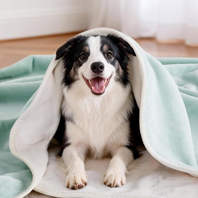 LOOBANI Waterproof Dog Blanket for Couch, Soft Couch Cover 50" x 60", Green | Pet Blanket for Medium Large Dogs, Double Side Liquid-Proof, Reversible Flannel Bed Throw for Sofa, Pet Hair Resistant - Image 2