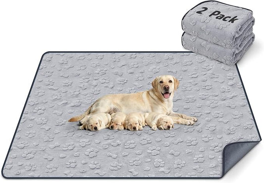 LOOBANI Washable Pee Pads for Dogs 36"x48", 2 Pack Whelping Pads, Gray | Extra Large Soft Reusable Dog Mat For Incontinence, Housebreak, Crate, Fast Absorbent, Non-Slip, Waterproof, Leakproof by LOOBANI