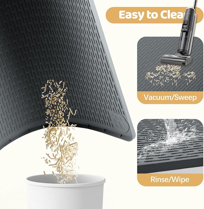 Silicone Cat Litter Mat for Litter Box 40”x40” Large Cat Mat, Dark Grey | Waterproof, Non-Slip, Leak-Proof Rug Mat with Lip, Easy to Clean, Extra Large Litter Catcher Mat for Floor - Image 6