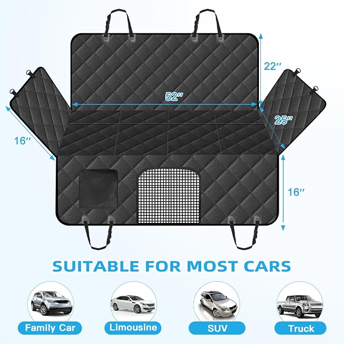 Kytely Back Seat Extender for Dogs,Hard Bottom Dog Car Seat Cover for Back Seat Support 400lb, Waterproof Dog Car Hammock Travel Bed for Car SUV Truck - Image 8