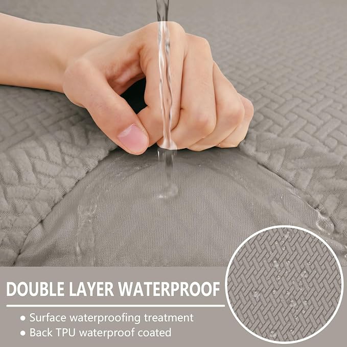 hyha Waterproof Couch Cushion Covers, Anti Slip Sofa Slipcovers for Pets | Waterproof Protection, Thick Jacquard Fabric, Wear Resistant, Anti Slip, Pet Protection (1 Piece for Backrest M) - Image 2