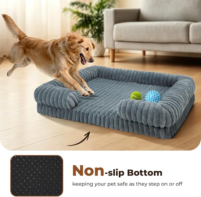 Orthopedic Dog Bed for Large Sized Dog, Washable Waterproof 25D Egg Crate Foam Dog Beds with C-Shape Bolster Support, Large Pet Bed for Senior Dogs with Removable Cover and Non-Slip Bottom - Image 6