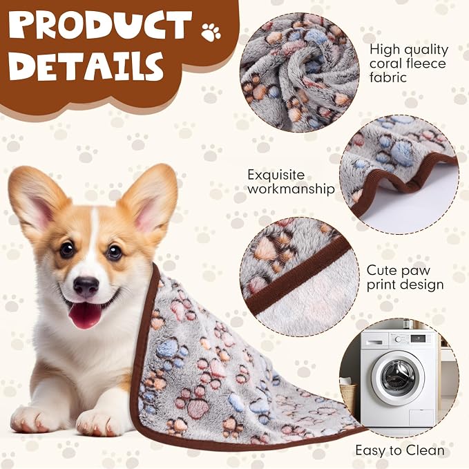 Chumia 1 Pcs Dog Blankets Soft Fluffy Fleece Washable Puppy Sleep Blankets Small Mat for Pets Throw Warm Bed Mat for Dog Puppy Cat (Black,Paw) - Image 3