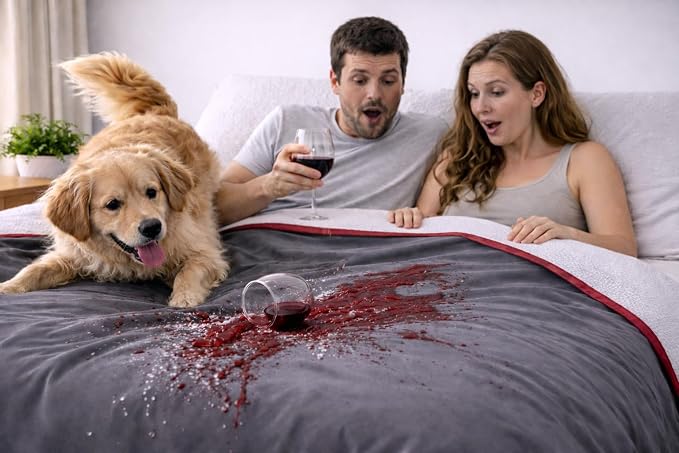 The Original Good-Time Red/Gray Waterproof Blanket Jumbo 80x60 | 100% Leakproof for Messy Moments, Pets and Spills, Machine Wash & Dry - Image 3