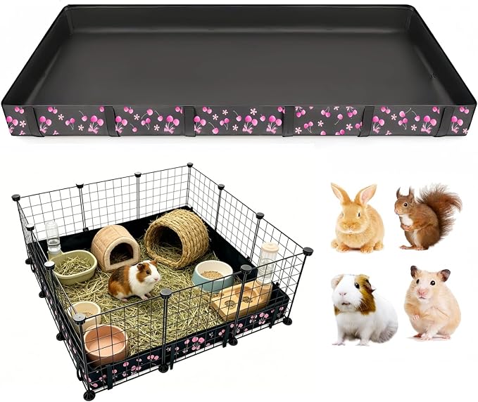 DZWLKJ Waterproof Guinea Pig Cage Liner,Washable Tarp Bottom Base,Cherry Graphic,36"x36", Reusable for Rabbit, Chinchilla, Hedgehog, Ferret & Other Small Animals. by DZWLKJ