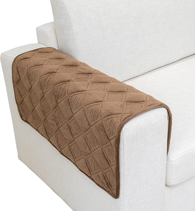 Eismodra Armrest Covers,Sectional Couch Covers,L Shape Sofa Slipcover Furniture Protector for Dogs Cats Pet Chaise Lounge 3 Cushion Couch Loveseat,Light Brown 28 x 28 inches (Only 1 Piece) by Eismodra