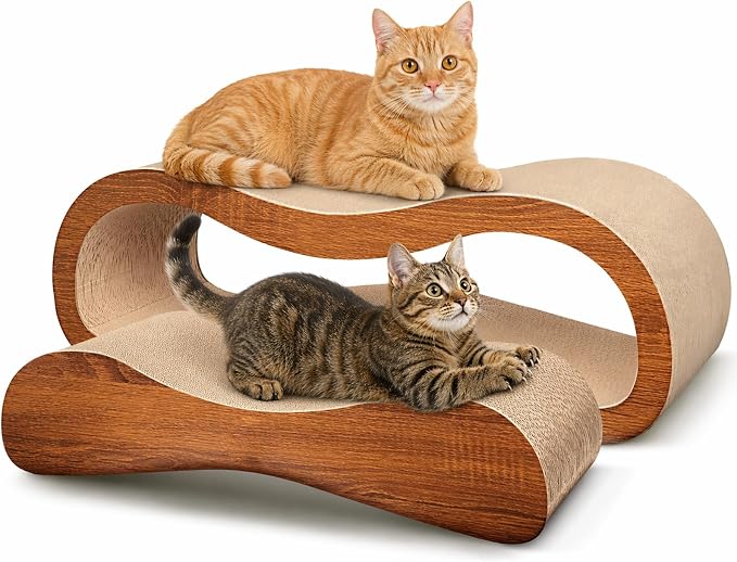 2 in 1 Cat Scratch Pads, Large Scratcher Board for Scraching & Napping, 100% Recyclable&Reversible Cat Scratchers for Indoor Cats Scratching Pad Couch Lounger Cardboard by SimpleDeluxe