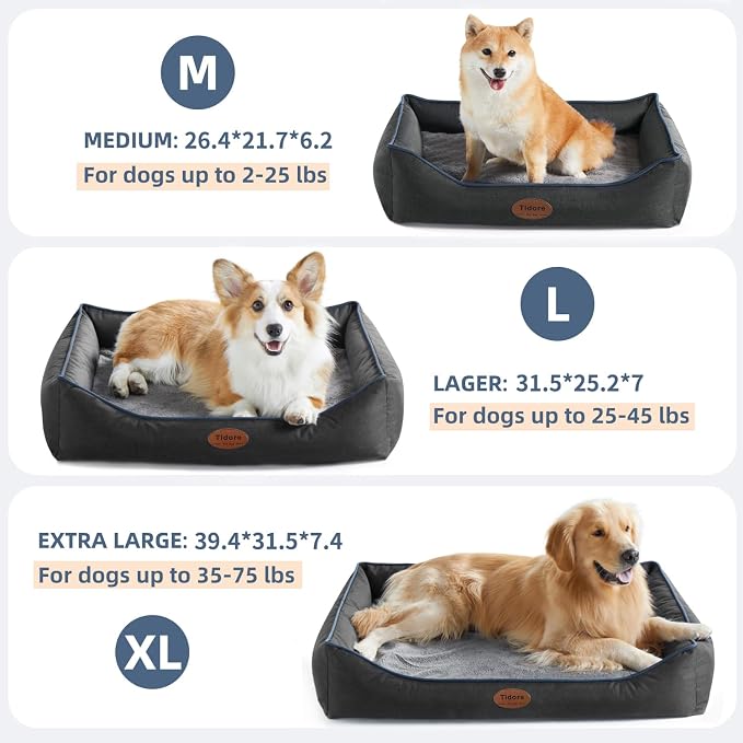 Tidore Orthopedic Dog Beds for Medium Dogs, Durable Egg Crate Foam Sofa Dog Bed wit Washable Removable Cover,Waterproof Lining,Pet Bed for Large Dogs (Dark Grey, 39.4" L x 31.5" W x 7.4" Th) - Image 3