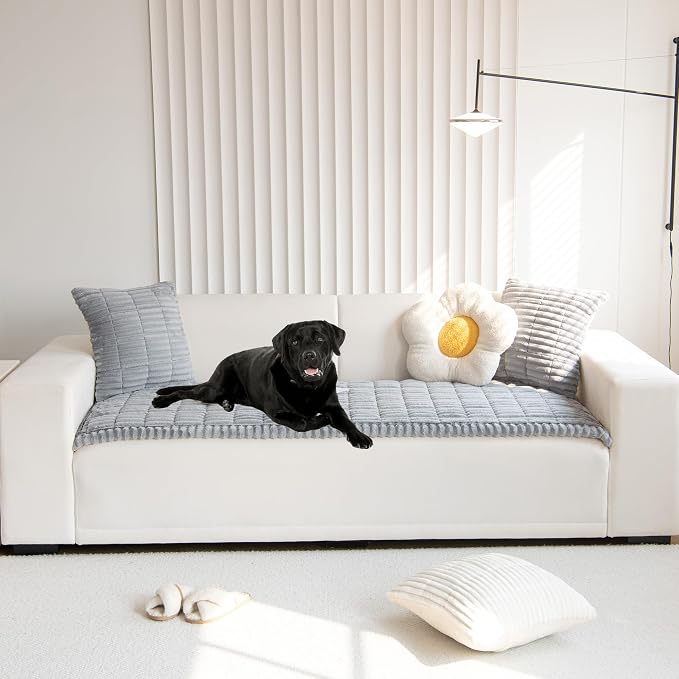 Mivnue Pet Couch Cover, Couch Covers for Dogs, Washable Dog Sofa Covers Couch Protector, Fuzzy Non Slip Couch Slipcover Pet Friendly (Light Grey, 27.6" x 59.1") - Image 2