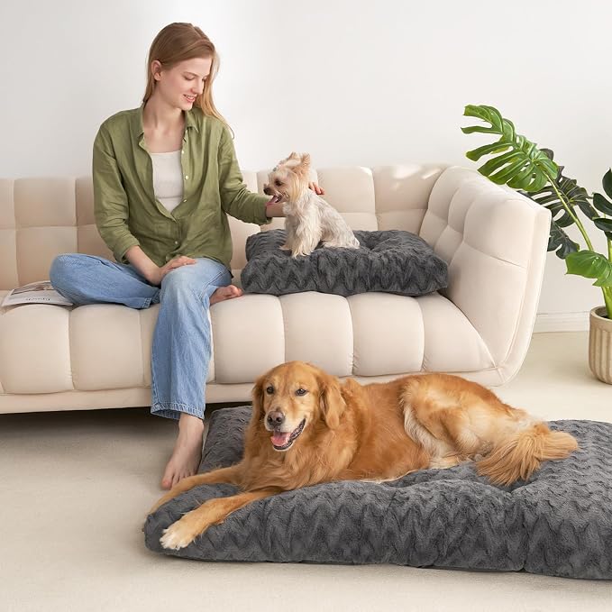 EHEYCIGA Washable Dog Bed for Crate 44x32 Inch, Anti-Slip XL Plus Kennel Pad for Extra Large Dogs Up to 85 lbs, Plush and Comfy Pet Sleeping Mat, Charcoal - Image 8