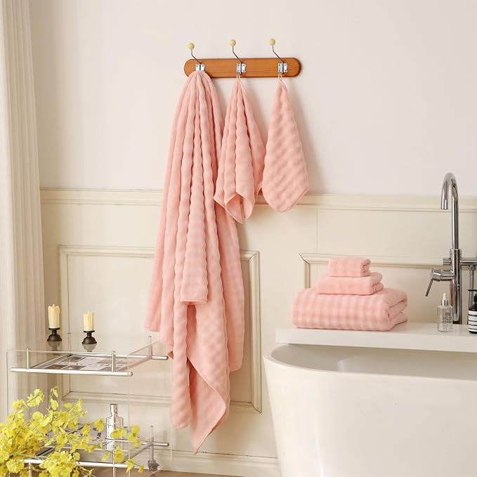 Bath Sheets Set 40x80 Inches Microfiber Extra Large BathTowels Super Soft Absorbent Quickly Dry Shower Towels for Bathroom (Pink,PK 2) - Image 3