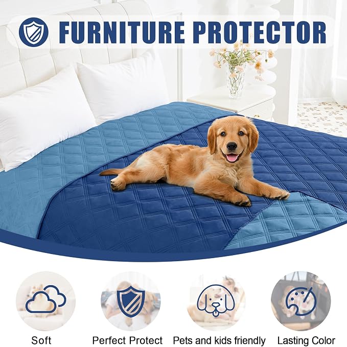 Smiry Waterproof Dog Bed Cover, Reversible Pet Blanket for Sofa Couch | Soft Washable Dog Blanket, Leakproof Couch Cover for Dogs Cats & Furniture Protection, 30x70, Navy/Blue - Image 8