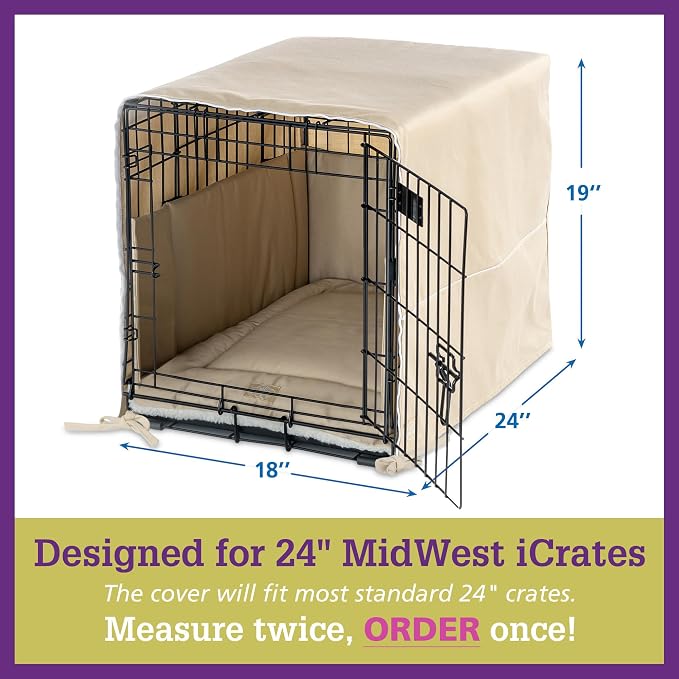Pet Dreams 3-Piece Set Includes Dog Crate Cover, Dog Mat & Bumper Pad- Washable Kennel Bedding fits iCrate Cages 24, 30, 36, 42 Inch (Khaki, Small, 24") - Image 6
