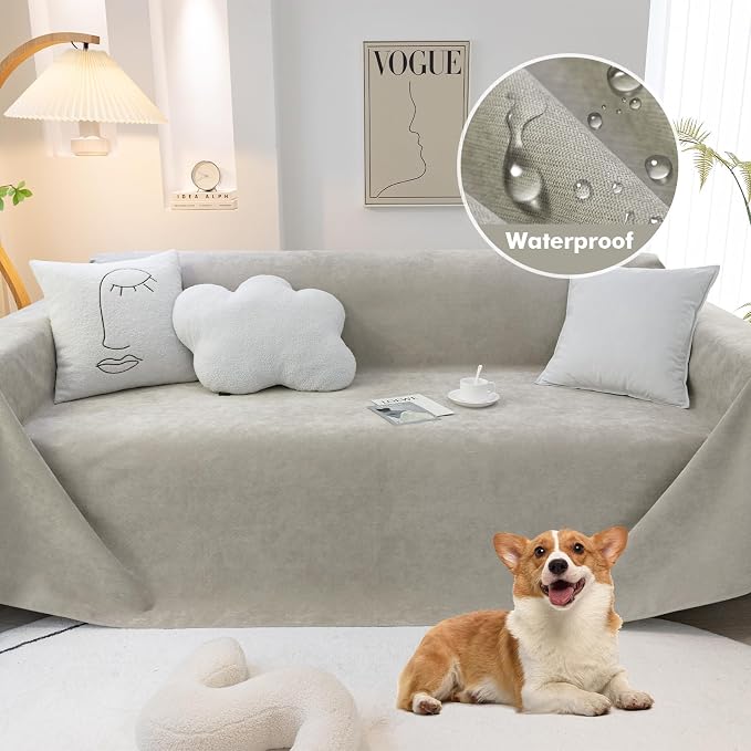 MINGPINHUIUS Sofa Cover Sectional Couch Covers: Modern Chenille Ultra Soft Couch Slipcover Blend Anti-Slip Breathable Couch Protector 100% Waterproof for Sectional Sofa (Khaki,71 × 134in) - Image 6