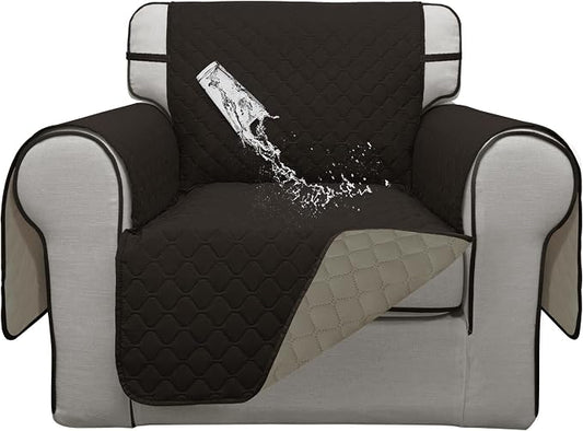 ISSUNTEX Double Protection 100% Waterproof Chair Sofa Covers for Living Room, Couch Covers for Chair Sofa, Reversible Furniture Protector Sofa Cover for Dogs, Pets, Kids (Chair, Chocolate/Beige) by ISSUNTEX