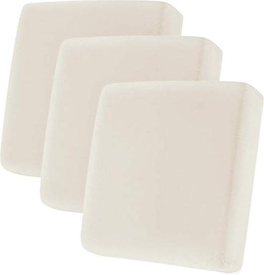 CHUN YI Velvet Couch Cushion Covers, 3PC Water Resistant Sofa Cushion Covers, Individual Seat Cushion Protector Slipcovers for Kids Pets (3 Pack, Ivory White) by CHUNYI