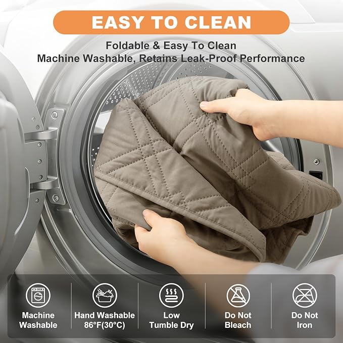 100% Waterproof Dog Bed Cover Pet Blanket 52"x82", 7-Layer Reversible Washable Bed Mat for Furniture Couch Sofa Car (Khaki+Khaki) - Image 7
