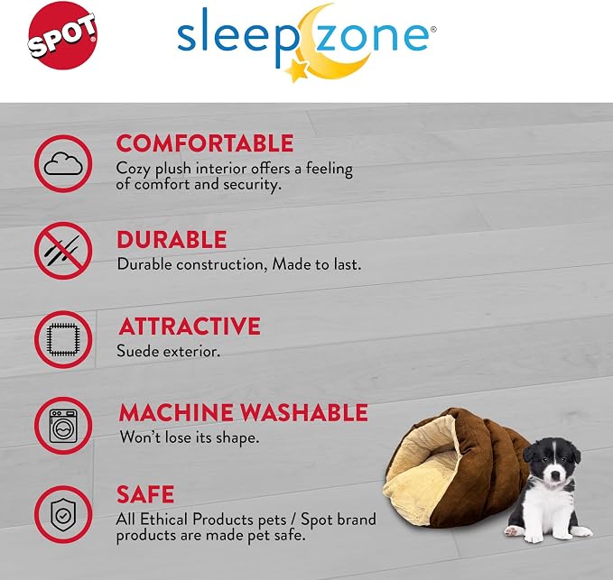 SPOT Sleep Zone Cuddle Cave Pet Bed | Soft, Plush Interior for Cats and Small Dog Breeds | Attractive and Durable Faux Suede Exterior | Machine Washable | Pet Safe - Image 5