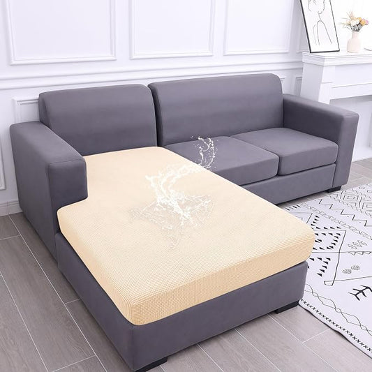hyha Waterproof Sectional Couch Covers, Non Slip Sofa Cushion Covers | L Shape Sectional Fit, Stretch Jacquard Fabric, Elastic Bottom, Waterproof Protection (1 Piece for Chaise) by hyha