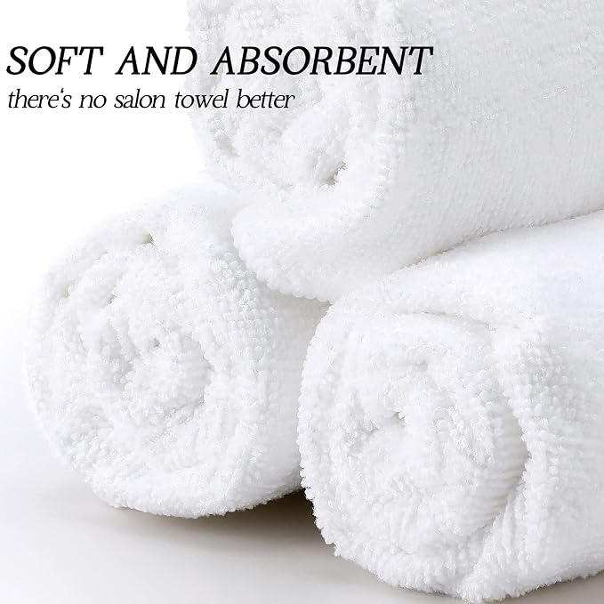 Shimeyao 40 Pack Bleach Proof Towels Microfiber Absorbent Resistant Hair Hand Towels Bulk Quick Dry for Barber Gym Bath Spa Shaving (White,16 x 29 Inch) - Image 3