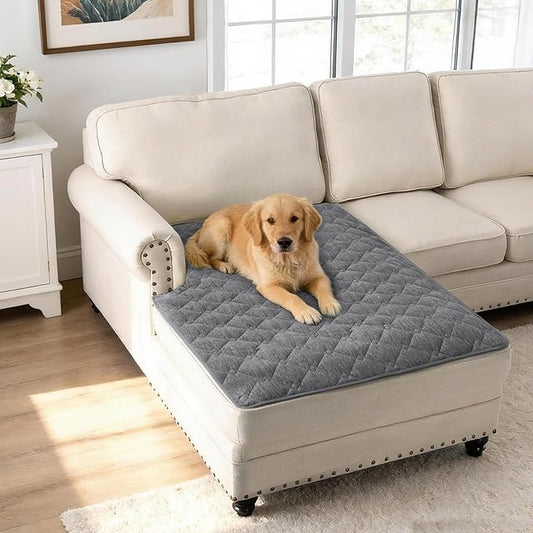 H.VERSAILTEX Couch Cover Chenille Pet Fuzzy Sofa Covers for 2 Cushion Couch and Chaise Anti Slip Washable Sofa Slipcovers Soft Couch Protector Cover for Dogs Cats Kids(40" x 50", Light Grey) by HVERSAILTEX