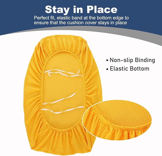 NILUOH RV Dinette Cushion Covers,Jacquard Camper Cushion Slipcovers Replacement Sofa Cushions Washable Loveseat Slipcovers for Travel Trailer Couch (2 Bench Cover & 2 Backrest Cover, Yellow) - Image 3