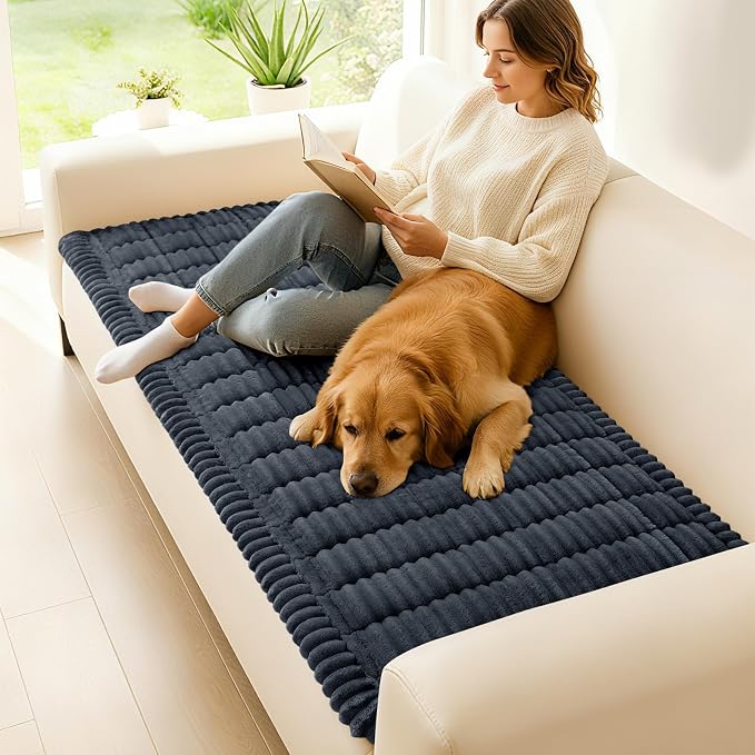 hyha Couch Cover for Dogs, Washable Non Slip Plush Flannel Sofa Protector | Thick Flannel, Silicone Anti-Slip Backing, Pet Hair & Scratch Protection, Fits Sofa & Loveseat (27.6" x 88") - Image 2