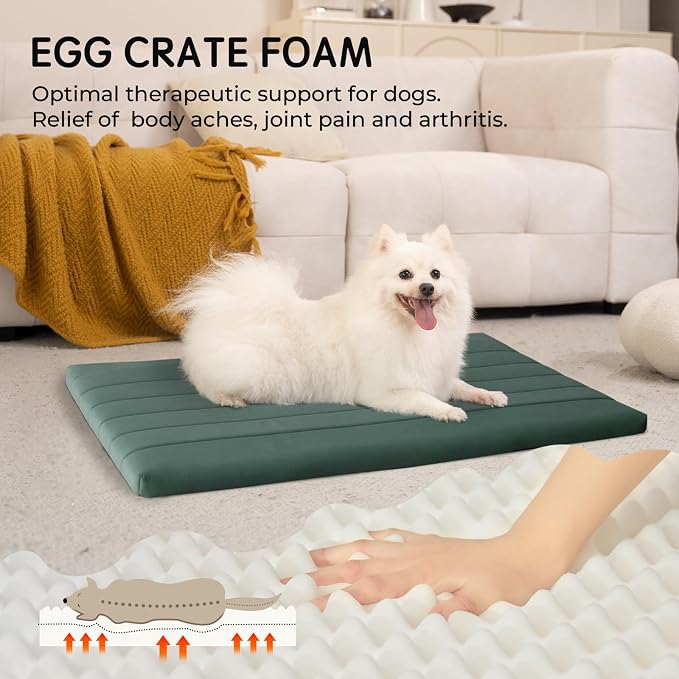 BALANCE Dog Crate Bed, Orthopedic Dog Bed Pad with Waterproof Liner, Washable Crate Foam Pet Mat for Large, Medium, Puppy Dogs Breeds, Mint Leaf, 36“x23”x1.6“ - Image 2