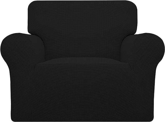 Easy-Going Stretch Oversized Chair Slipcover with Arm Washable Black | 1-Piece Large chair covers armchair Furniture Protector for Living Room chair and a half cover Soft For Kids, Pet. by Easy-Going