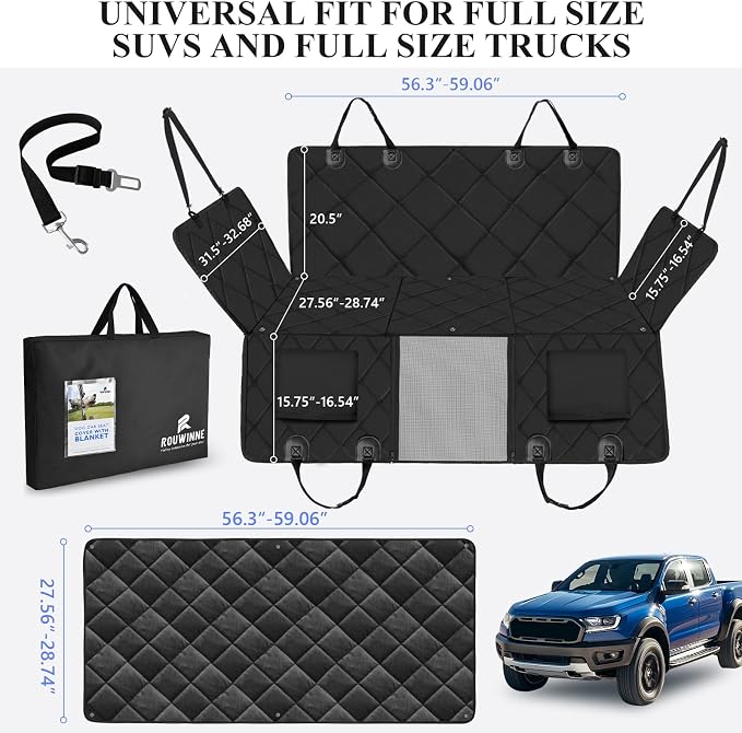 Back Seat Extender for Dogs Truck-Large Space, Dog Pet Seat Cover Back Seat with Blanket, Backseat Dog Hammock for Crew Cab Trucks F150, RAM1500, Sierra, Tundra, Silverado - Image 5