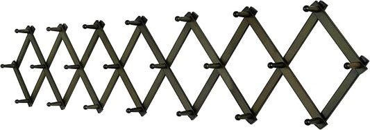 SKOLOO Accordion Wall Hanger with 22 Hooks, Modern Expandable Coat Rack Hat Rack for Wall, Solid Wooden, Dark Walnut Color by SKOLOO