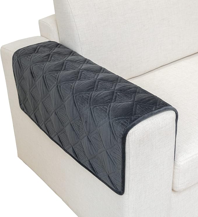 Eismodra Armrest Covers,Sectional Couch Covers,L Shape Sofa Slipcover Furniture Protector for Dogs Cats Pet Chaise Lounge 3 Cushion Couch Loveseat,Dark Gray 28 x 28 inches (Only 1 Piece) by Eismodra