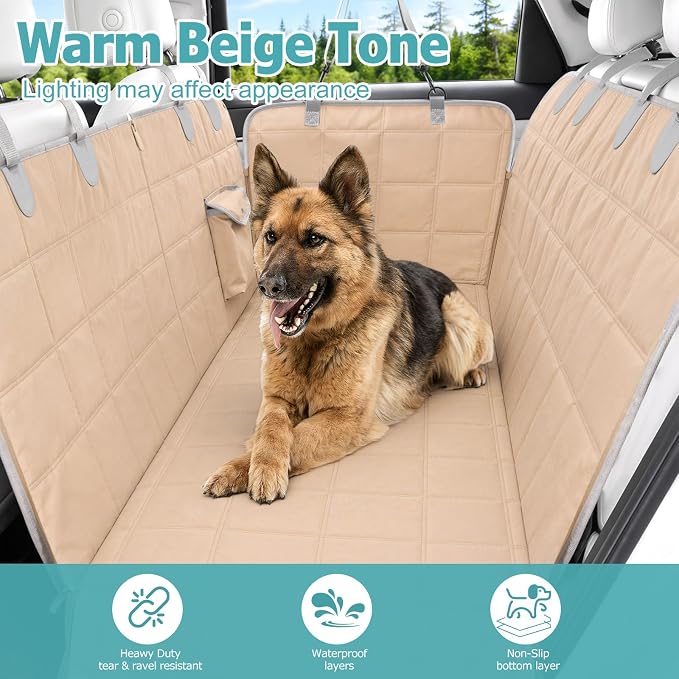 Bark Lover Dog Car Seat Covers for Back Seat, Waterproof Car Seat Protector for Dogs Hammock for Cars Trucks SUV, Full Coverage Protection for Your Vehicle Interior - Image 3