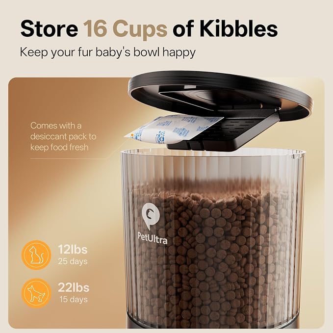 PETULTRA Automatic Cat Feeder WiFi- 5Ghz Cat Food Dispenser with APP Remote Control- Auto Pet Feeder for Small Dog Indoor- Easy to Set Up and Clean- Dual Power with Desiccant Bag& Stainless Steel - Image 6