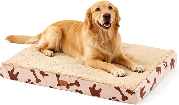 Orthopedic Dog Bed for Crate Sherpa Pet Bed 35x22 Inch Beige | Egg Crate Support, Waterproof Dog Bed, Machine Washable Removable Cover, Soft Sherpa Dog Crate Bed, Anti Slip Bottom by CAPTSNOOZE