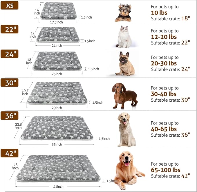 Mora Pets Cat Bed Dog Crate Pad Ultra Soft Pet Bed with Cute Star Print Washable Crate Mat for Small Dogs and Indoor Cats Reversible Fleece Dog Kennel Pad Cat Carrier Mat 14 x 17.5 inch Grey - Image 6