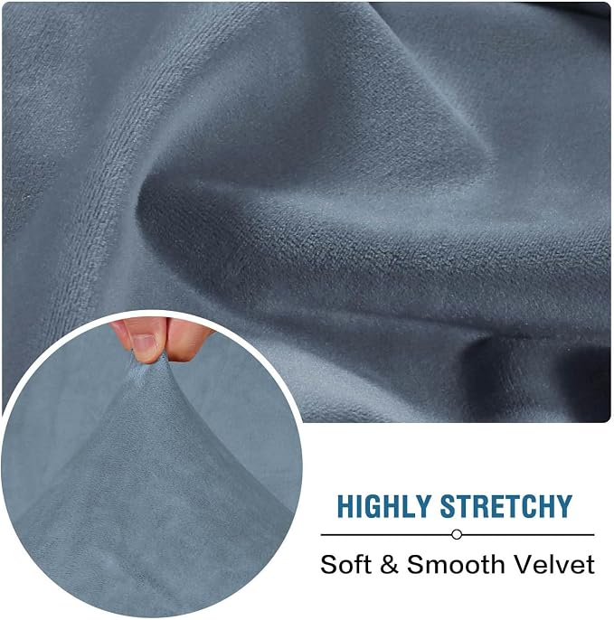 H.VERSAILTEX Velvet Stretch Individual Chaise Cover Sectional Couch Covers for L Shaped Sofa Both Left/Right Furniture Protector Seat Cushion Sofa Cover (1 Piece Chaise Cover, Stone Blue) - Image 5