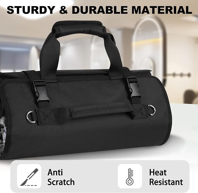 Hairstylist Travel Bag, Roll Up Cosmetology Traveling Case for Supplies | 8 Detachable Zipper Pouch, Heat Resistant Lining, Professional For Hairstylist Hairdresser Barber Esthetician - Image 7