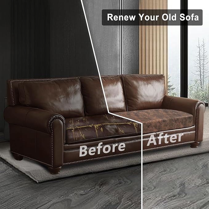 ANARACHON Leather Look Couch Cushion Covers Sofa Seat Slipcovers Sets Couches Furniture Protector for Sectional Armchair Loveseat Pets Kids Stretch Spandex Fabric (1 Cushion Sofa, Dark Brown) - Image 7