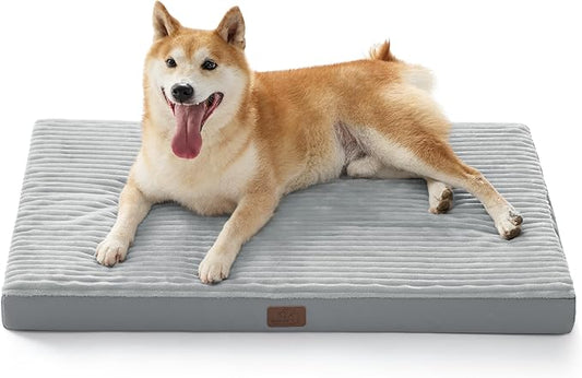 Bedsure ComfyFleece Large Dog Bed for Crate with Washable Cover, 35x22 | Orthopedic Egg Crate Foam Pet Mat,Removable Cover, Nonslip Bottom,Not Waterproof,Not Chewproof,For Large Breeds up to 40lbs by Unknown