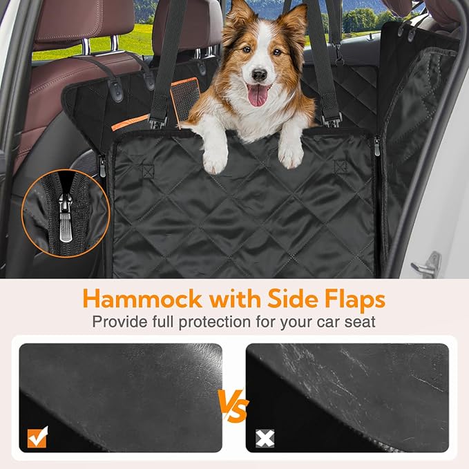 Kytely Dog Car Seat Cover for Back Seat,600D Heavy Duty Dog Hammock for Car with Side Flap,100% Waterproof Pet Backseat Cover, Anti-Scratch Nonslip Pet Seat Protector for Cars Trucks and SUV - Image 5